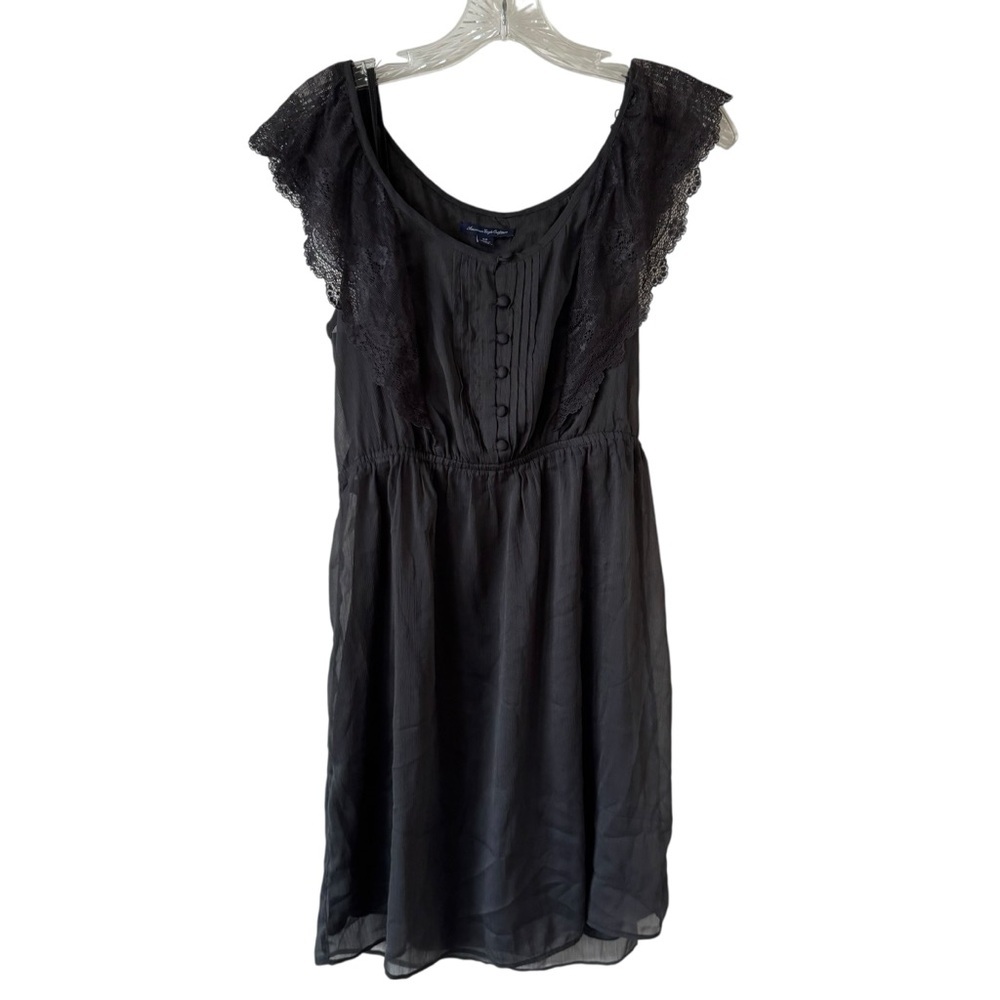 American Eagle Indie Grunge Gray Lace Mini Dress